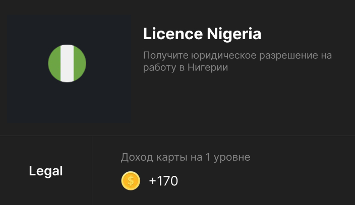 Карта Licence Nigeria