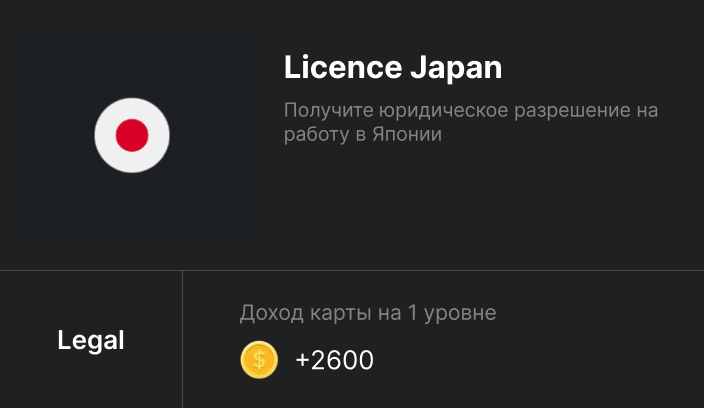 Карта Licence Japan